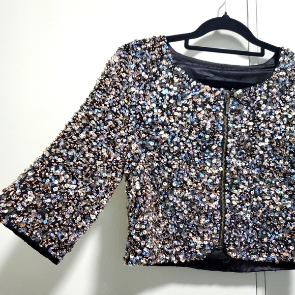 Forever New Sequin Cropped Jacket - Picture 2 of 6